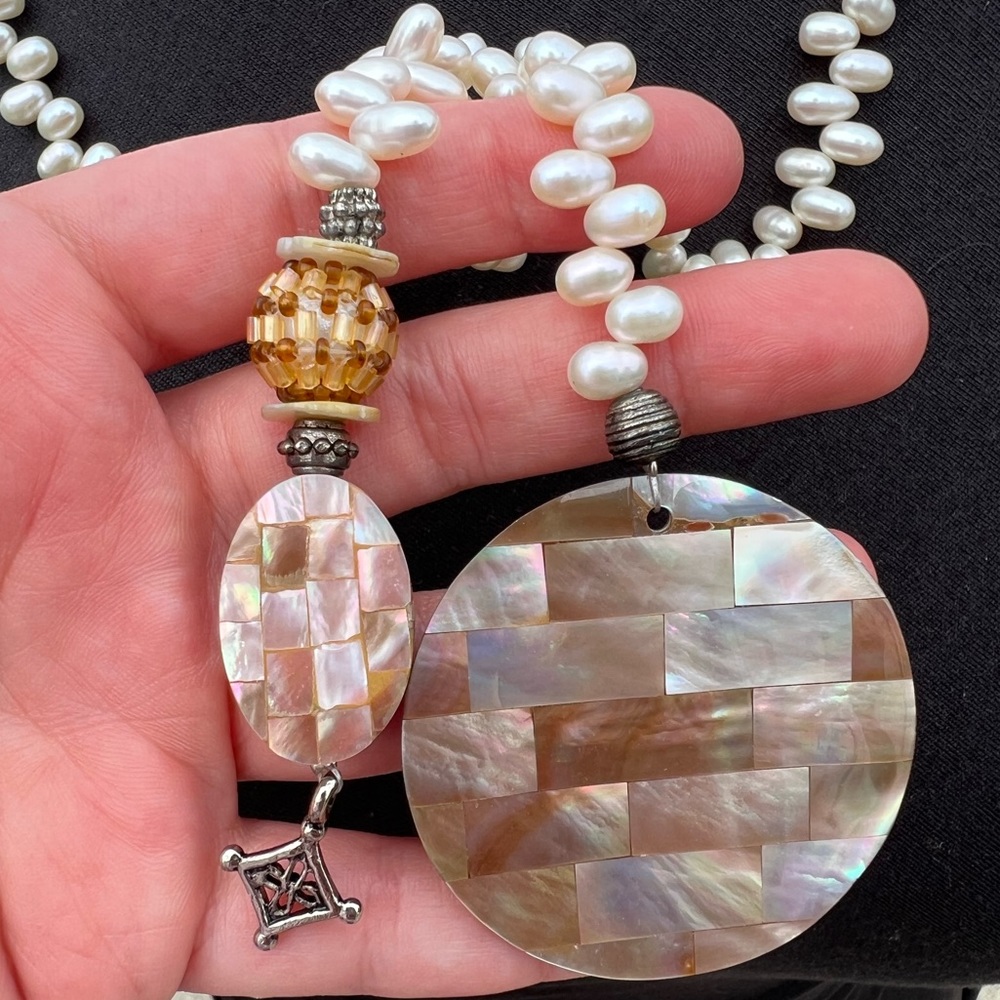 Freshwater pearl lariat necklace 36 inches - Picture 8 of 14